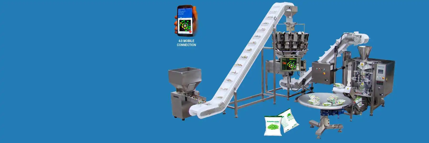 Packaging line horizontal configuration