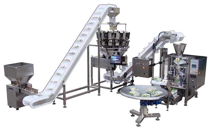 Vibrating hopper + Multihead weigher + Vertical Packaging Machine + Rotary table