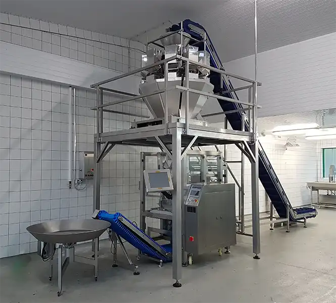 Línea de envasado - Pesadora multicabezal - Embolsadora Vertical